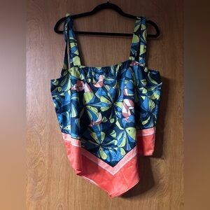 Colorful Leaf Print Tank Top